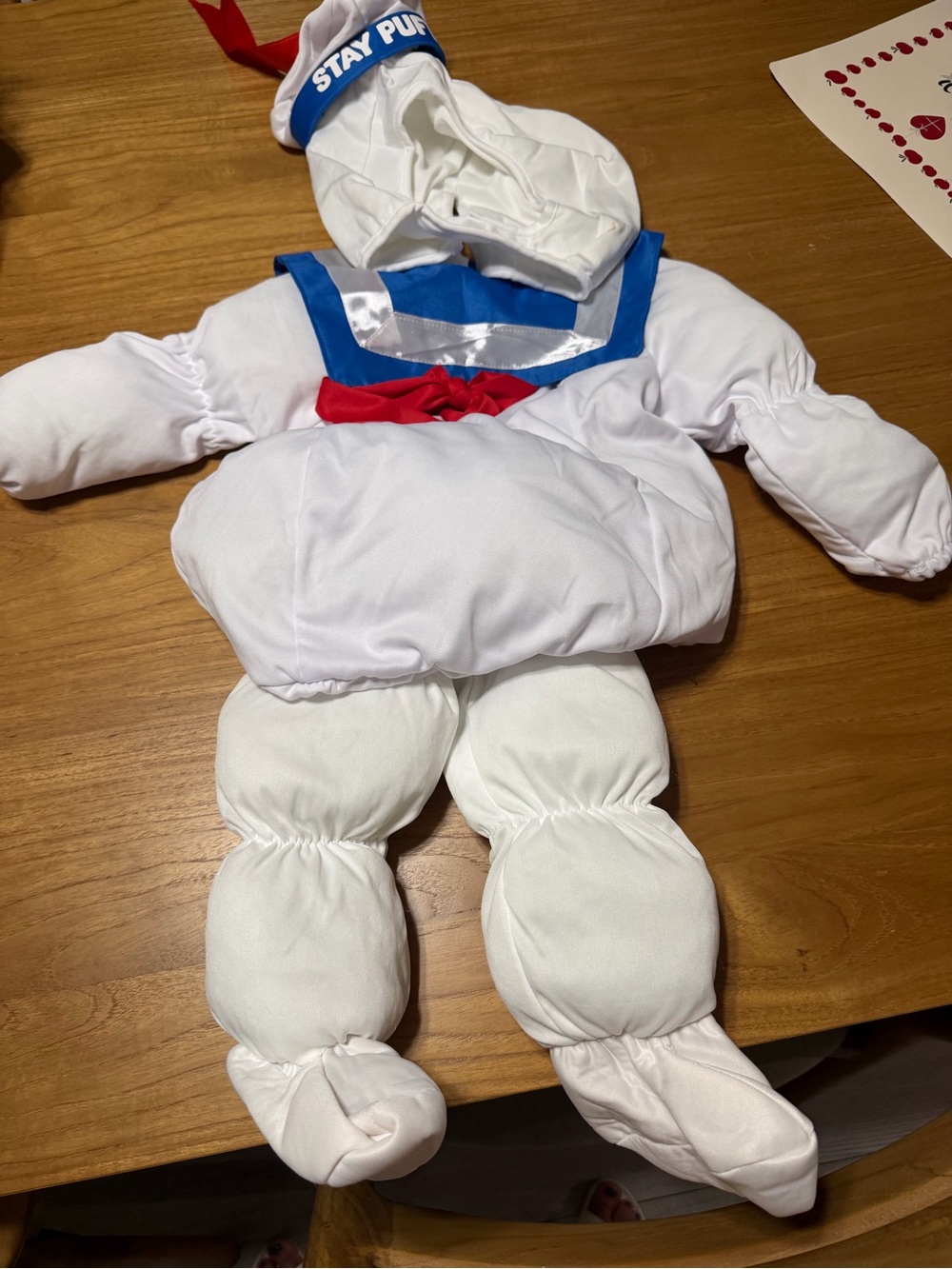 Classic Stay Puft Style Kids Sailor Costume in White with Blue & Red Accents
